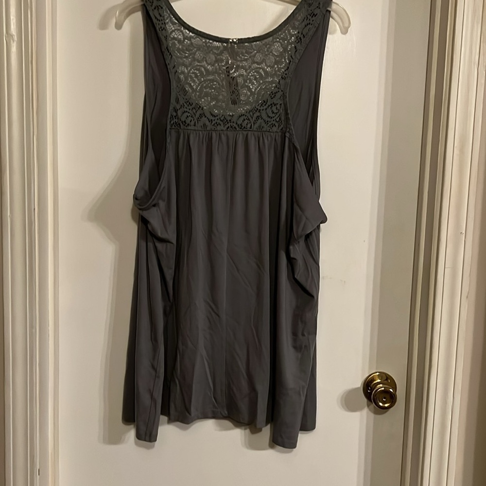 Cacique Gray Sleeveless Relaxed Muscle Tee - Picture 2 of 6